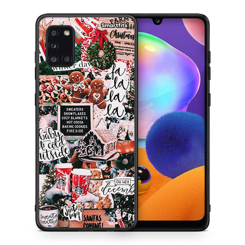 Θήκη Samsung Galaxy A31 Xmas Habbits από τη Smartfits με σχέδιο στο πίσω μέρος και μαύρο περίβλημα | Samsung Galaxy A31 Xmas Habbits case with colorful back and black bezels