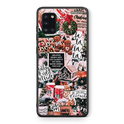 Θήκη Samsung Galaxy A31 Xmas Habbits από τη Smartfits με σχέδιο στο πίσω μέρος και μαύρο περίβλημα | Samsung Galaxy A31 Xmas Habbits case with colorful back and black bezels