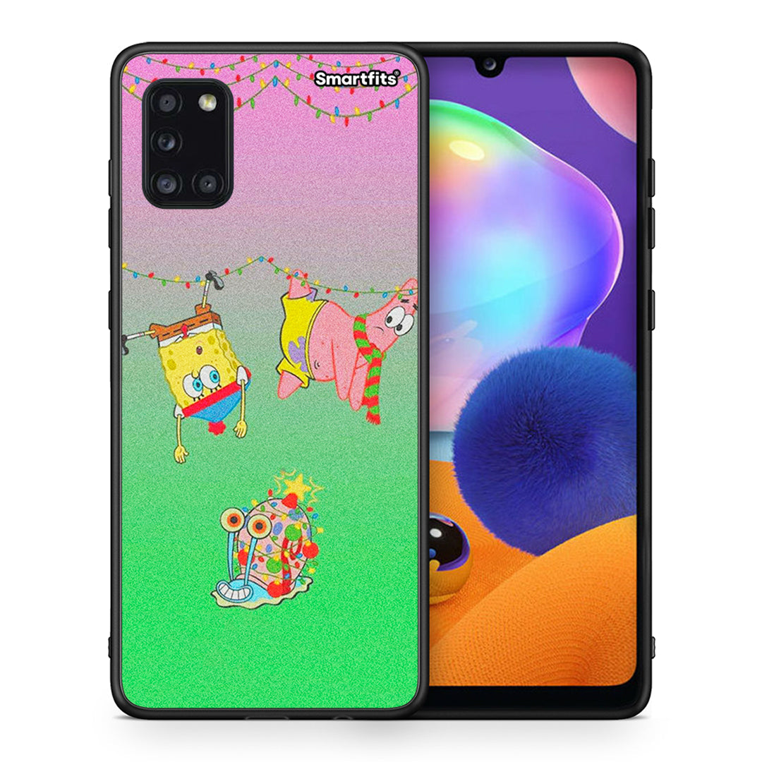 Θήκη Samsung Galaxy A31 Xmas Lights από τη Smartfits με σχέδιο στο πίσω μέρος και μαύρο περίβλημα | Samsung Galaxy A31 Xmas Lights case with colorful back and black bezels