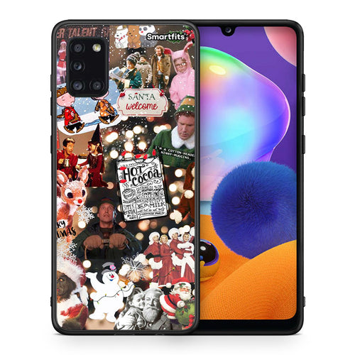 Θήκη Samsung Galaxy A31 Xmas Movies από τη Smartfits με σχέδιο στο πίσω μέρος και μαύρο περίβλημα | Samsung Galaxy A31 Xmas Movies case with colorful back and black bezels