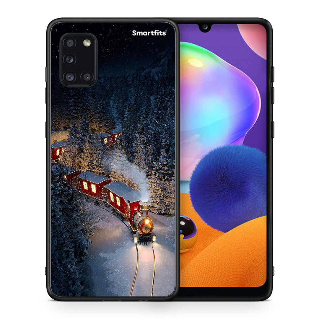 Θήκη Samsung Galaxy A31 Xmas Train από τη Smartfits με σχέδιο στο πίσω μέρος και μαύρο περίβλημα | Samsung Galaxy A31 Xmas Train case with colorful back and black bezels