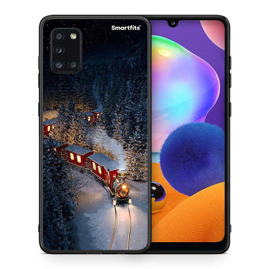 Θήκη Samsung Galaxy A31 Xmas Train από τη Smartfits με σχέδιο στο πίσω μέρος και μαύρο περίβλημα | Samsung Galaxy A31 Xmas Train case with colorful back and black bezels