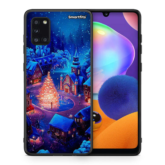 Θήκη Samsung Galaxy A31 Xmas Village από τη Smartfits με σχέδιο στο πίσω μέρος και μαύρο περίβλημα | Samsung Galaxy A31 Xmas Village case with colorful back and black bezels