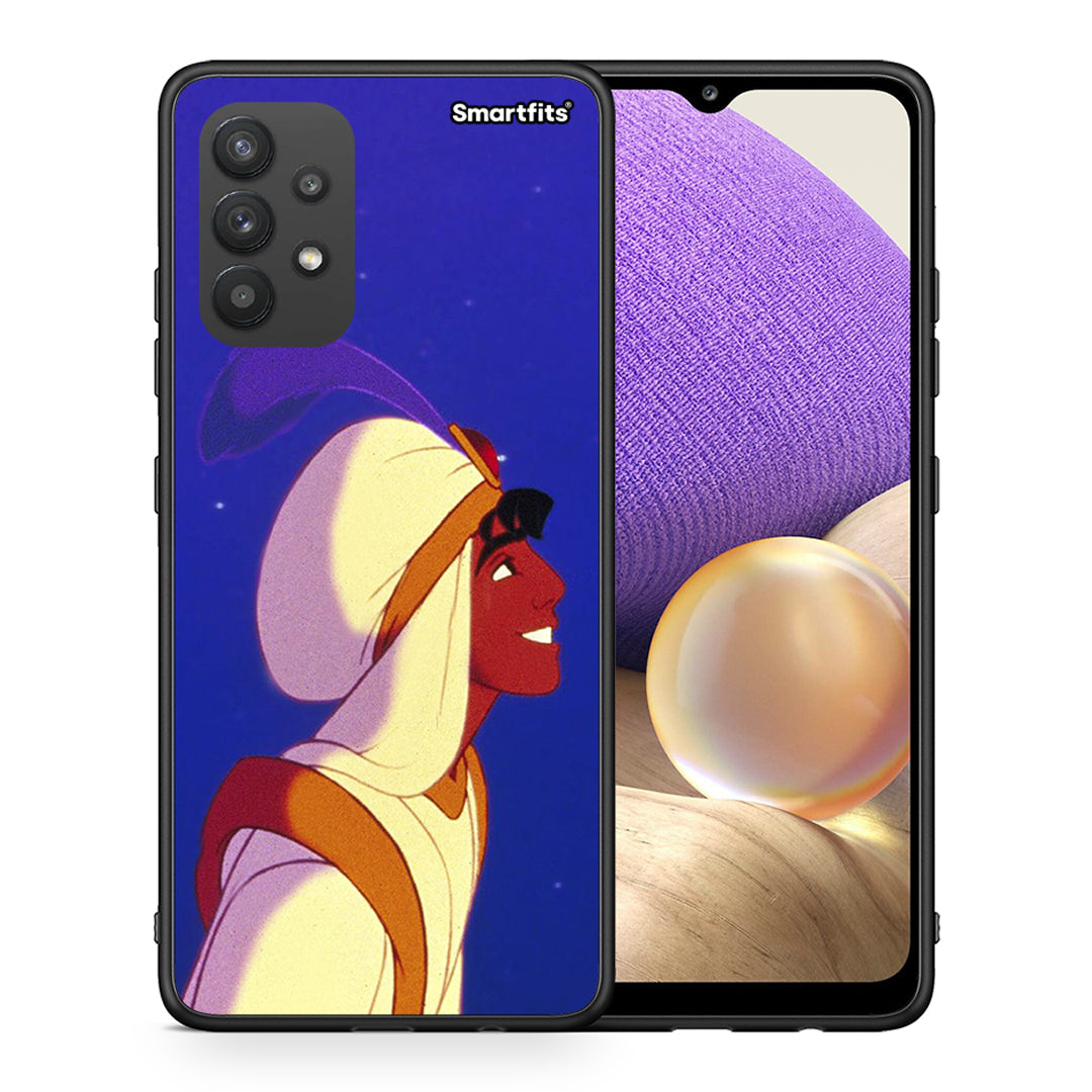 Θήκη Samsung A32 4G Alladin And Jasmine Love 1 από τη Smartfits με σχέδιο στο πίσω μέρος και μαύρο περίβλημα | Samsung A32 4G Alladin And Jasmine Love 1 case with colorful back and black bezels