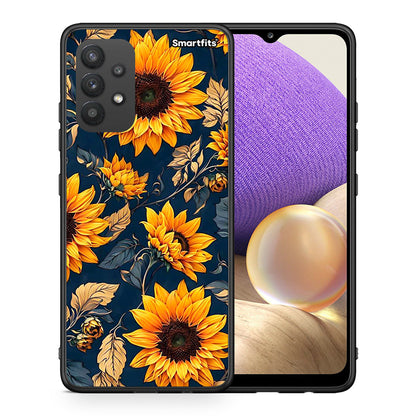 Θήκη Samsung A32 4G Autumn Sunflowers από τη Smartfits με σχέδιο στο πίσω μέρος και μαύρο περίβλημα | Samsung A32 4G Autumn Sunflowers case with colorful back and black bezels