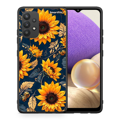 Θήκη Samsung A32 4G Autumn Sunflowers από τη Smartfits με σχέδιο στο πίσω μέρος και μαύρο περίβλημα | Samsung A32 4G Autumn Sunflowers case with colorful back and black bezels