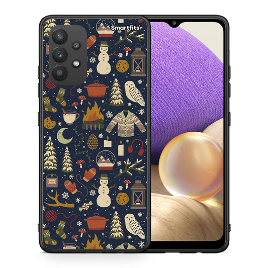 Θήκη Samsung A32 4G Christmas Elements από τη Smartfits με σχέδιο στο πίσω μέρος και μαύρο περίβλημα | Samsung A32 4G Christmas Elements case with colorful back and black bezels