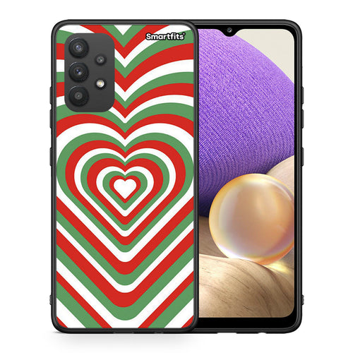 Θήκη Samsung A32 4G Christmas Hearts από τη Smartfits με σχέδιο στο πίσω μέρος και μαύρο περίβλημα | Samsung A32 4G Christmas Hearts case with colorful back and black bezels