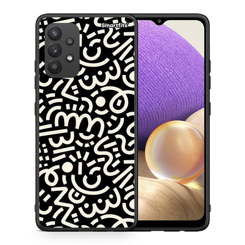 Θήκη Samsung A32 4G Doodle Art από τη Smartfits με σχέδιο στο πίσω μέρος και μαύρο περίβλημα | Samsung A32 4G Doodle Art case with colorful back and black bezels