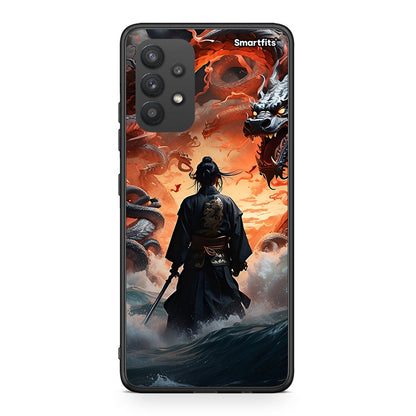 Samsung A32 4G Dragons Fight θήκη από τη Smartfits με σχέδιο στο πίσω μέρος και μαύρο περίβλημα | Smartphone case with colorful back and black bezels by Smartfits