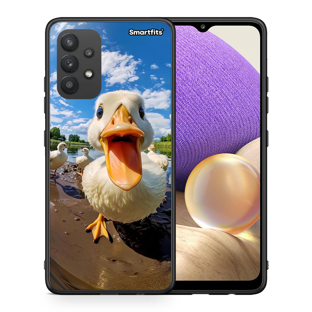 Θήκη Samsung A32 4G Duck Face από τη Smartfits με σχέδιο στο πίσω μέρος και μαύρο περίβλημα | Samsung A32 4G Duck Face case with colorful back and black bezels