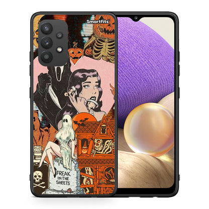 Θήκη Samsung A32 4G Halloween Collage από τη Smartfits με σχέδιο στο πίσω μέρος και μαύρο περίβλημα | Samsung A32 4G Halloween Collage case with colorful back and black bezels