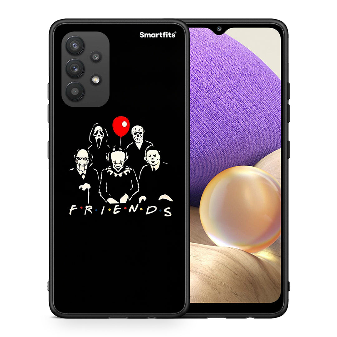 Θήκη Samsung A32 4G Halloween Friends από τη Smartfits με σχέδιο στο πίσω μέρος και μαύρο περίβλημα | Samsung A32 4G Halloween Friends case with colorful back and black bezels