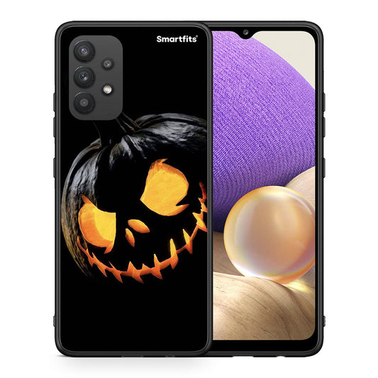 Θήκη Samsung A32 4G Halloween Scary Pumpkin από τη Smartfits με σχέδιο στο πίσω μέρος και μαύρο περίβλημα | Samsung A32 4G Halloween Scary Pumpkin case with colorful back and black bezels