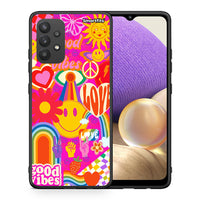 Thumbnail for Θήκη Samsung A32 4G Hippie Love από τη Smartfits με σχέδιο στο πίσω μέρος και μαύρο περίβλημα | Samsung A32 4G Hippie Love case with colorful back and black bezels