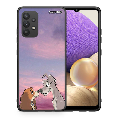 Θήκη Samsung A32 4G Lady And Tramp από τη Smartfits με σχέδιο στο πίσω μέρος και μαύρο περίβλημα | Samsung A32 4G Lady And Tramp case with colorful back and black bezels
