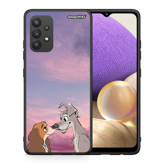 Θήκη Samsung A32 4G Lady And Tramp από τη Smartfits με σχέδιο στο πίσω μέρος και μαύρο περίβλημα | Samsung A32 4G Lady And Tramp case with colorful back and black bezels