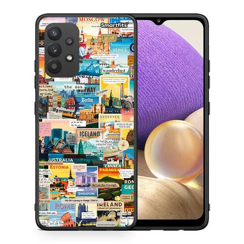 Θήκη Samsung A32 4G Live To Travel από τη Smartfits με σχέδιο στο πίσω μέρος και μαύρο περίβλημα | Samsung A32 4G Live To Travel case with colorful back and black bezels