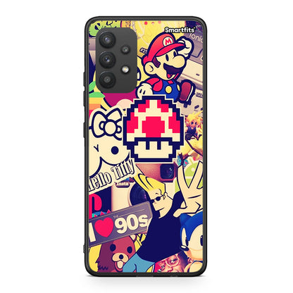 Samsung A32 4G Love The 90s θήκη από τη Smartfits με σχέδιο στο πίσω μέρος και μαύρο περίβλημα | Smartphone case with colorful back and black bezels by Smartfits