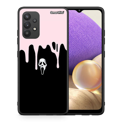 Θήκη Samsung A32 4G Melting Halloween Mask από τη Smartfits με σχέδιο στο πίσω μέρος και μαύρο περίβλημα | Samsung A32 4G Melting Halloween Mask case with colorful back and black bezels