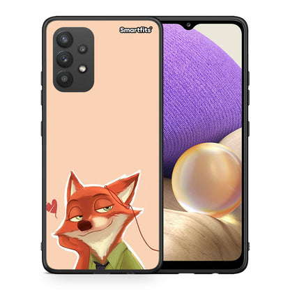 Θήκη Samsung A32 4G Nick Wilde And Judy Hopps Love 1 από τη Smartfits με σχέδιο στο πίσω μέρος και μαύρο περίβλημα | Samsung A32 4G Nick Wilde And Judy Hopps Love 1 case with colorful back and black bezels