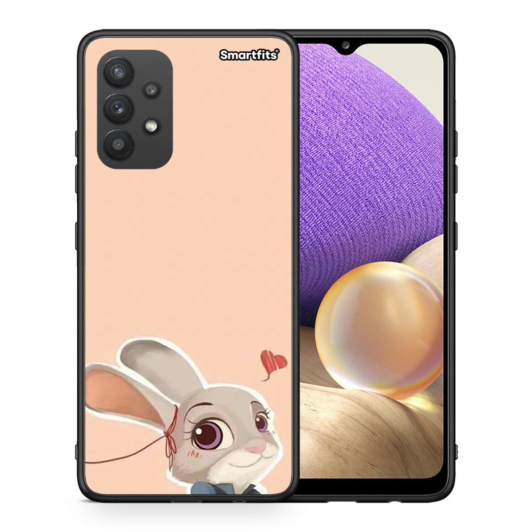 Θήκη Samsung A32 4G Nick Wilde And Judy Hopps Love 2 από τη Smartfits με σχέδιο στο πίσω μέρος και μαύρο περίβλημα | Samsung A32 4G Nick Wilde And Judy Hopps Love 2 case with colorful back and black bezels