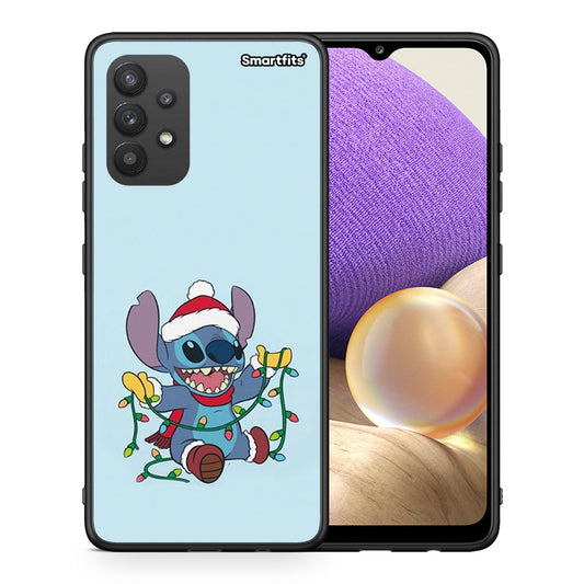 Θήκη Samsung A32 4G Santa Stich από τη Smartfits με σχέδιο στο πίσω μέρος και μαύρο περίβλημα | Samsung A32 4G Santa Stich case with colorful back and black bezels