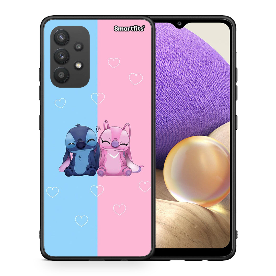 Θήκη Samsung A32 4G Stitch And Angel από τη Smartfits με σχέδιο στο πίσω μέρος και μαύρο περίβλημα | Samsung A32 4G Stitch And Angel case with colorful back and black bezels