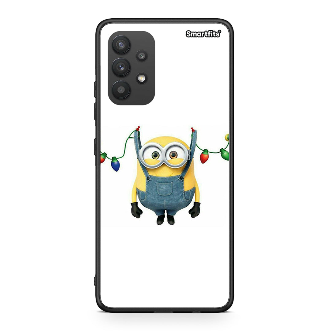 Samsung A32 4G Xmas Minion Lights θήκη από τη Smartfits με σχέδιο στο πίσω μέρος και μαύρο περίβλημα | Smartphone case with colorful back and black bezels by Smartfits