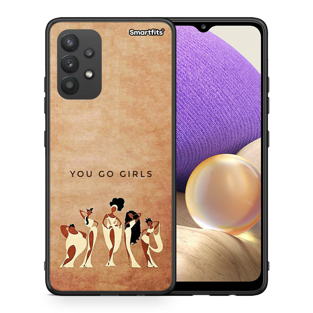 Θήκη Samsung A32 4G You Go Girl από τη Smartfits με σχέδιο στο πίσω μέρος και μαύρο περίβλημα | Samsung A32 4G You Go Girl case with colorful back and black bezels