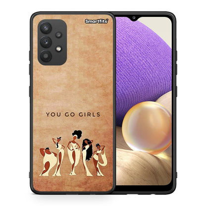 Θήκη Samsung A32 4G You Go Girl από τη Smartfits με σχέδιο στο πίσω μέρος και μαύρο περίβλημα | Samsung A32 4G You Go Girl case with colorful back and black bezels