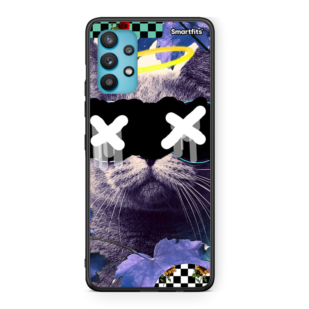 Samsung Galaxy A32 5G  Cat Collage θήκη από τη Smartfits με σχέδιο στο πίσω μέρος και μαύρο περίβλημα | Smartphone case with colorful back and black bezels by Smartfits
