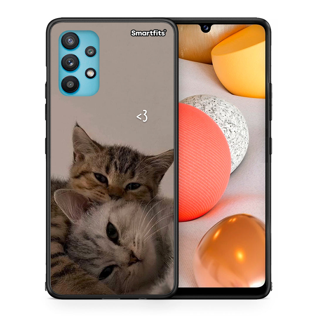Θήκη Samsung Galaxy A32 5G Cats In Love από τη Smartfits με σχέδιο στο πίσω μέρος και μαύρο περίβλημα | Samsung Galaxy A32 5G Cats In Love case with colorful back and black bezels