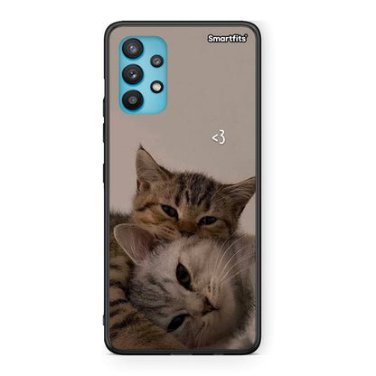 Samsung Galaxy A32 5G Cats In Love Θήκη από τη Smartfits με σχέδιο στο πίσω μέρος και μαύρο περίβλημα | Smartphone case with colorful back and black bezels by Smartfits