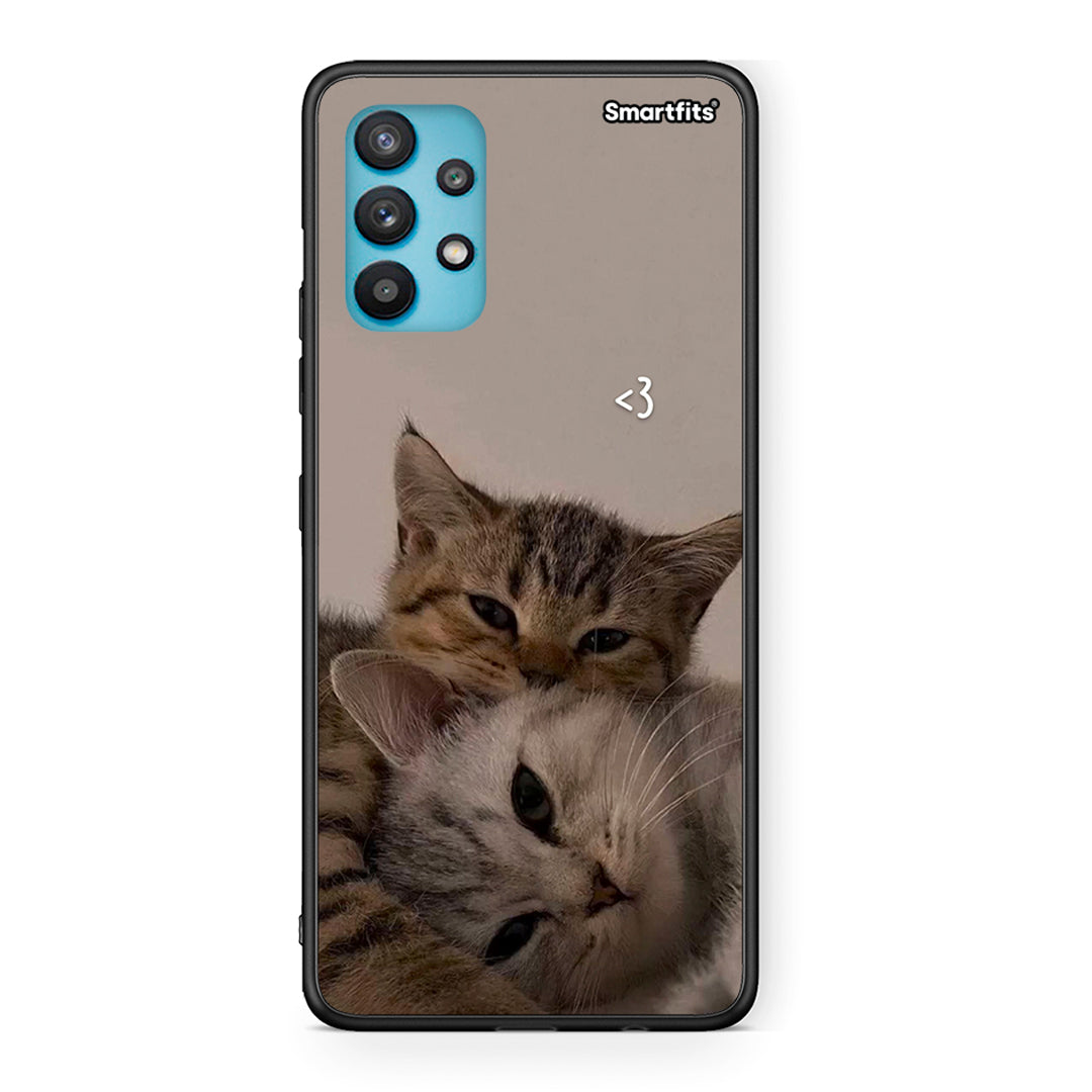 Samsung Galaxy A32 5G Cats In Love Θήκη από τη Smartfits με σχέδιο στο πίσω μέρος και μαύρο περίβλημα | Smartphone case with colorful back and black bezels by Smartfits