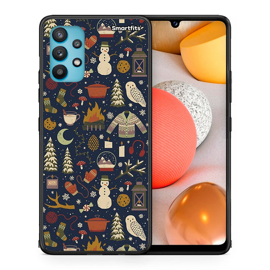 Θήκη Samsung Galaxy A32 5G Christmas Elements από τη Smartfits με σχέδιο στο πίσω μέρος και μαύρο περίβλημα | Samsung Galaxy A32 5G Christmas Elements case with colorful back and black bezels