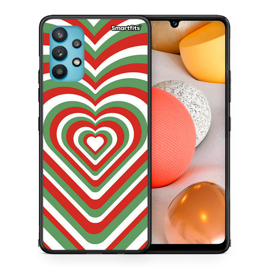 Θήκη Samsung Galaxy A32 5G Christmas Hearts από τη Smartfits με σχέδιο στο πίσω μέρος και μαύρο περίβλημα | Samsung Galaxy A32 5G Christmas Hearts case with colorful back and black bezels