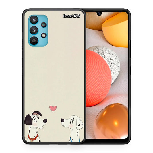 Θήκη Samsung Galaxy A32 5G  Dalmatians Love από τη Smartfits με σχέδιο στο πίσω μέρος και μαύρο περίβλημα | Samsung Galaxy A32 5G  Dalmatians Love case with colorful back and black bezels