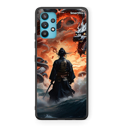 Samsung Galaxy A32 5G  Dragons Fight θήκη από τη Smartfits με σχέδιο στο πίσω μέρος και μαύρο περίβλημα | Smartphone case with colorful back and black bezels by Smartfits