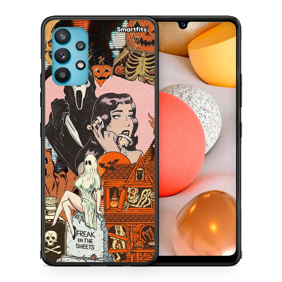 Θήκη Samsung Galaxy A32 5G Halloween Collage από τη Smartfits με σχέδιο στο πίσω μέρος και μαύρο περίβλημα | Samsung Galaxy A32 5G Halloween Collage case with colorful back and black bezels