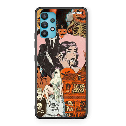 Samsung Galaxy A32 5G Halloween Collage Θήκη από τη Smartfits με σχέδιο στο πίσω μέρος και μαύρο περίβλημα | Smartphone case with colorful back and black bezels by Smartfits