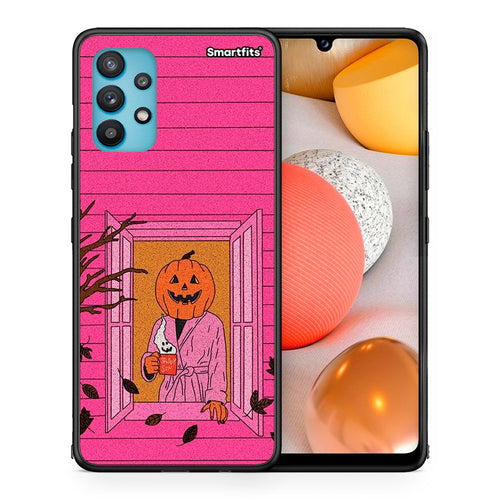 Θήκη Samsung Galaxy A32 5G Halloween Pumpkin Lady από τη Smartfits με σχέδιο στο πίσω μέρος και μαύρο περίβλημα | Samsung Galaxy A32 5G Halloween Pumpkin Lady case with colorful back and black bezels
