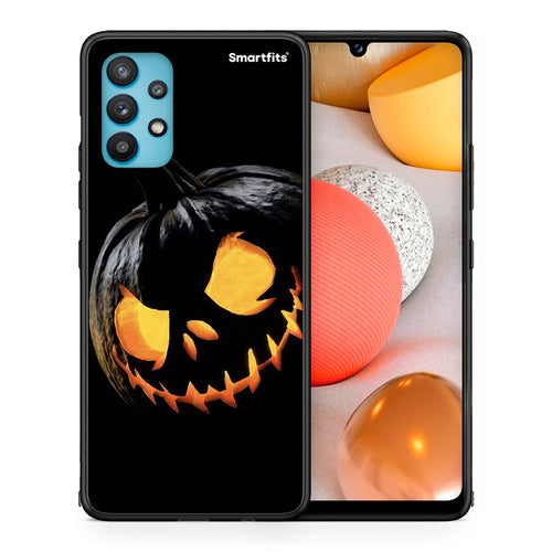 Θήκη Samsung Galaxy A32 5G Halloween Scary Pumpkin από τη Smartfits με σχέδιο στο πίσω μέρος και μαύρο περίβλημα | Samsung Galaxy A32 5G Halloween Scary Pumpkin case with colorful back and black bezels