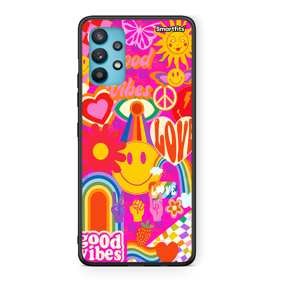 Samsung Galaxy A32 5G  Hippie Love θήκη από τη Smartfits με σχέδιο στο πίσω μέρος και μαύρο περίβλημα | Smartphone case with colorful back and black bezels by Smartfits