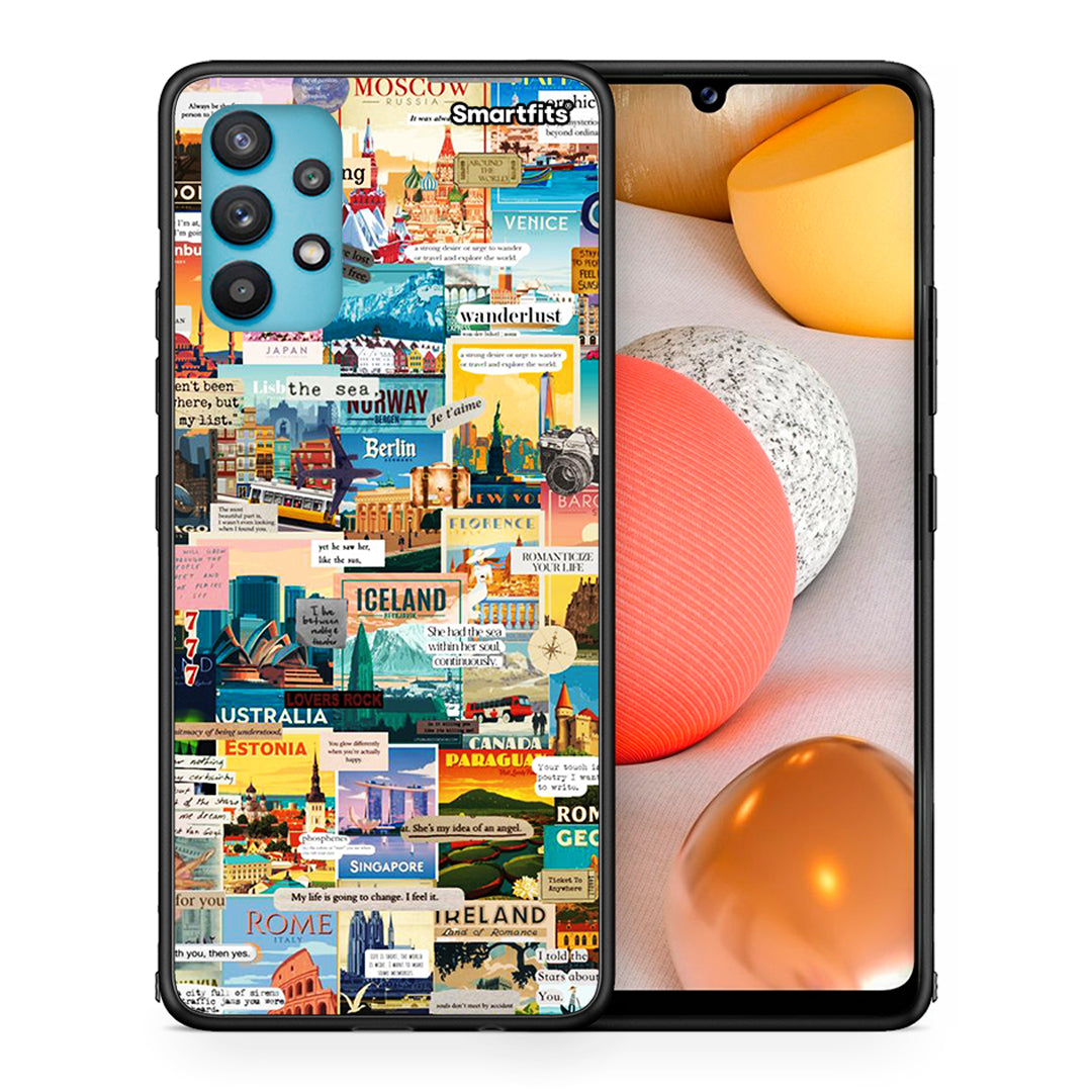 Θήκη Samsung Galaxy A32 5G  Live To Travel από τη Smartfits με σχέδιο στο πίσω μέρος και μαύρο περίβλημα | Samsung Galaxy A32 5G  Live To Travel case with colorful back and black bezels