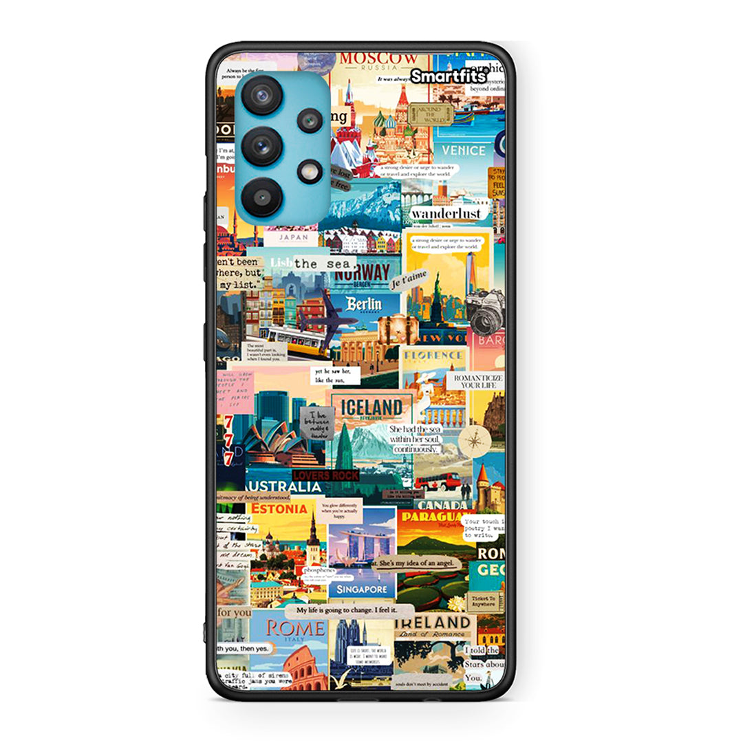 Samsung Galaxy A32 5G  Live To Travel θήκη από τη Smartfits με σχέδιο στο πίσω μέρος και μαύρο περίβλημα | Smartphone case with colorful back and black bezels by Smartfits