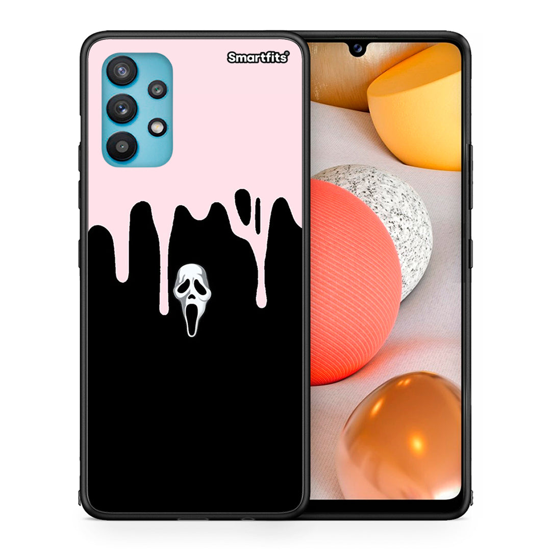 Θήκη Samsung Galaxy A32 5G Melting Halloween Mask από τη Smartfits με σχέδιο στο πίσω μέρος και μαύρο περίβλημα | Samsung Galaxy A32 5G Melting Halloween Mask case with colorful back and black bezels