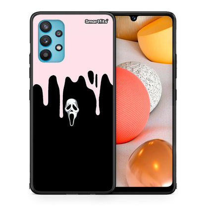 Θήκη Samsung Galaxy A32 5G Melting Halloween Mask από τη Smartfits με σχέδιο στο πίσω μέρος και μαύρο περίβλημα | Samsung Galaxy A32 5G Melting Halloween Mask case with colorful back and black bezels