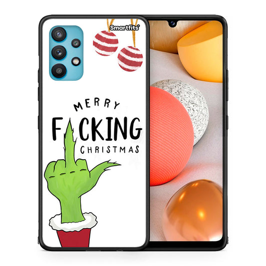 Θήκη Samsung Galaxy A32 5G Merry F Xmas από τη Smartfits με σχέδιο στο πίσω μέρος και μαύρο περίβλημα | Samsung Galaxy A32 5G Merry F Xmas case with colorful back and black bezels