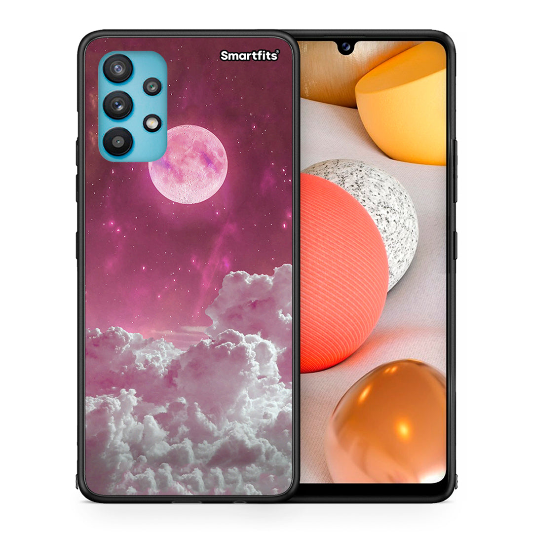 Θήκη Samsung Galaxy A32 5G Pink Moon από τη Smartfits με σχέδιο στο πίσω μέρος και μαύρο περίβλημα | Samsung Galaxy A32 5G Pink Moon case with colorful back and black bezels